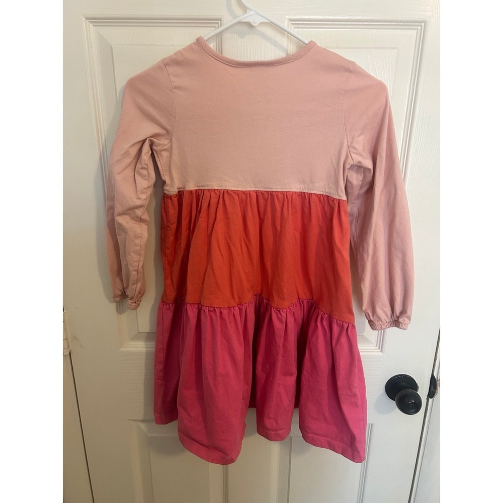 Hanna Andersson Girls Pink Tiered Dress Size 8 Long Sleeves - Picture 3 of 5